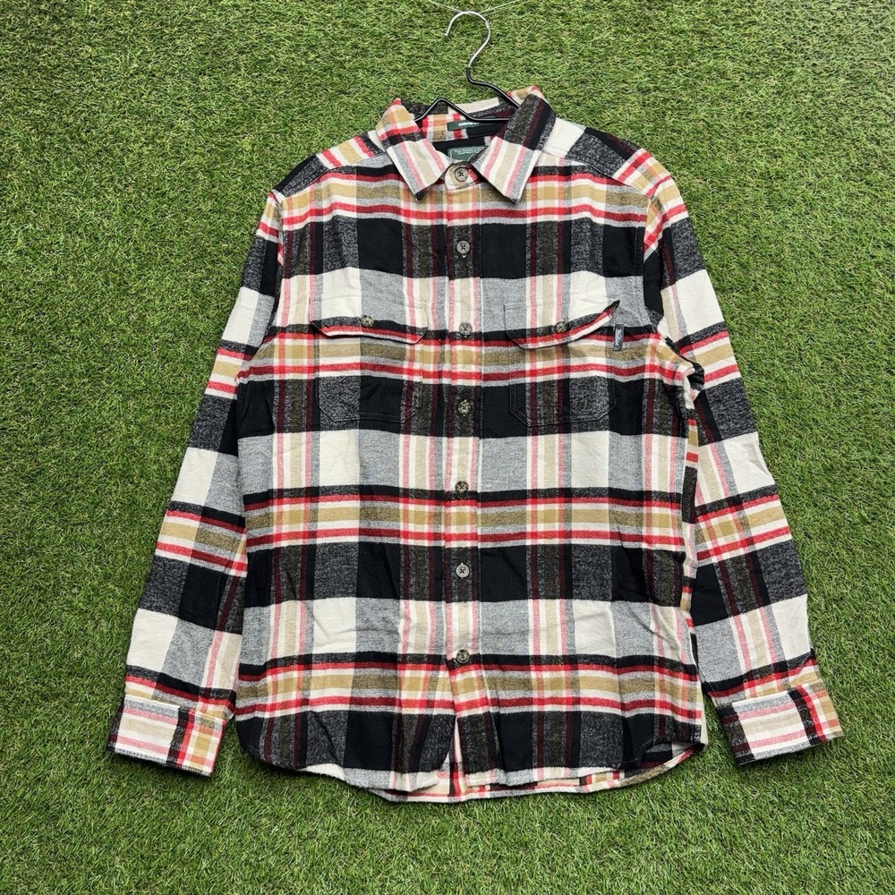 Woolrich Flannel Mens Medium Trout Run Plaid Button-Up Long Sleeve Oxbow Bend